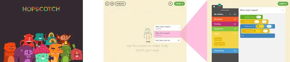 A few images of the Hopscotch Interface